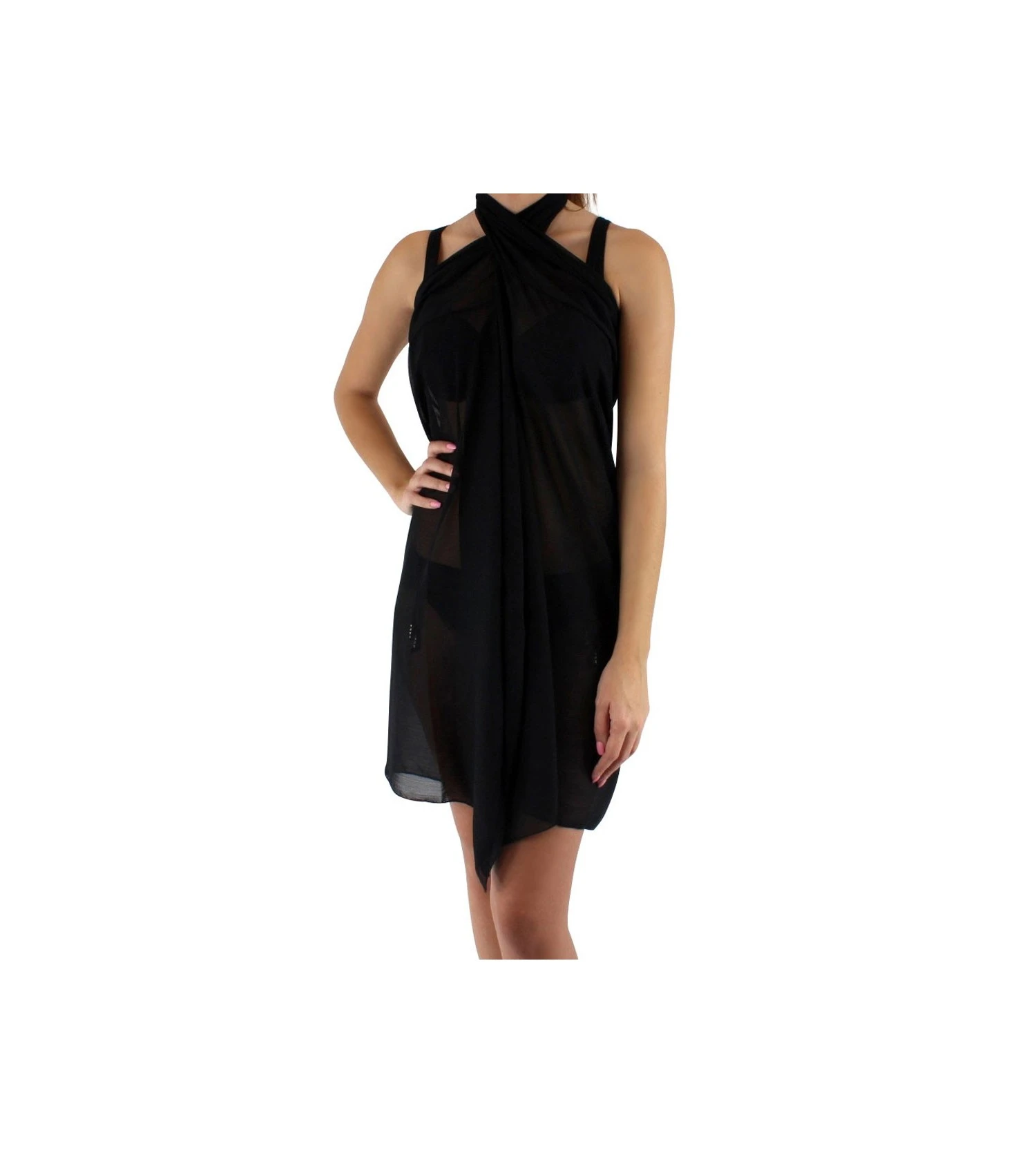 Janine Robin Paréo de Plage Long Noir – Collection Charme Modulable en Robe 3 Janine Robin Paréo de Plage Long Noir – Collection Charme Modulable en Robe