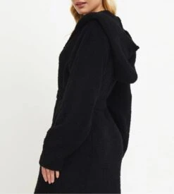 Aruelle Rory Noir – Peignoir Femme en Maille Bouclée et Col Châle -Lingerie Sipp peignoir capuche bouclette noir 3