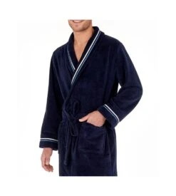 Peignoir Homme Hom Transat Marine & Orange – Peignoir en Coton Velours à Col Châle -Lingerie Sipp peignoir en coton velours transat marine oora 6