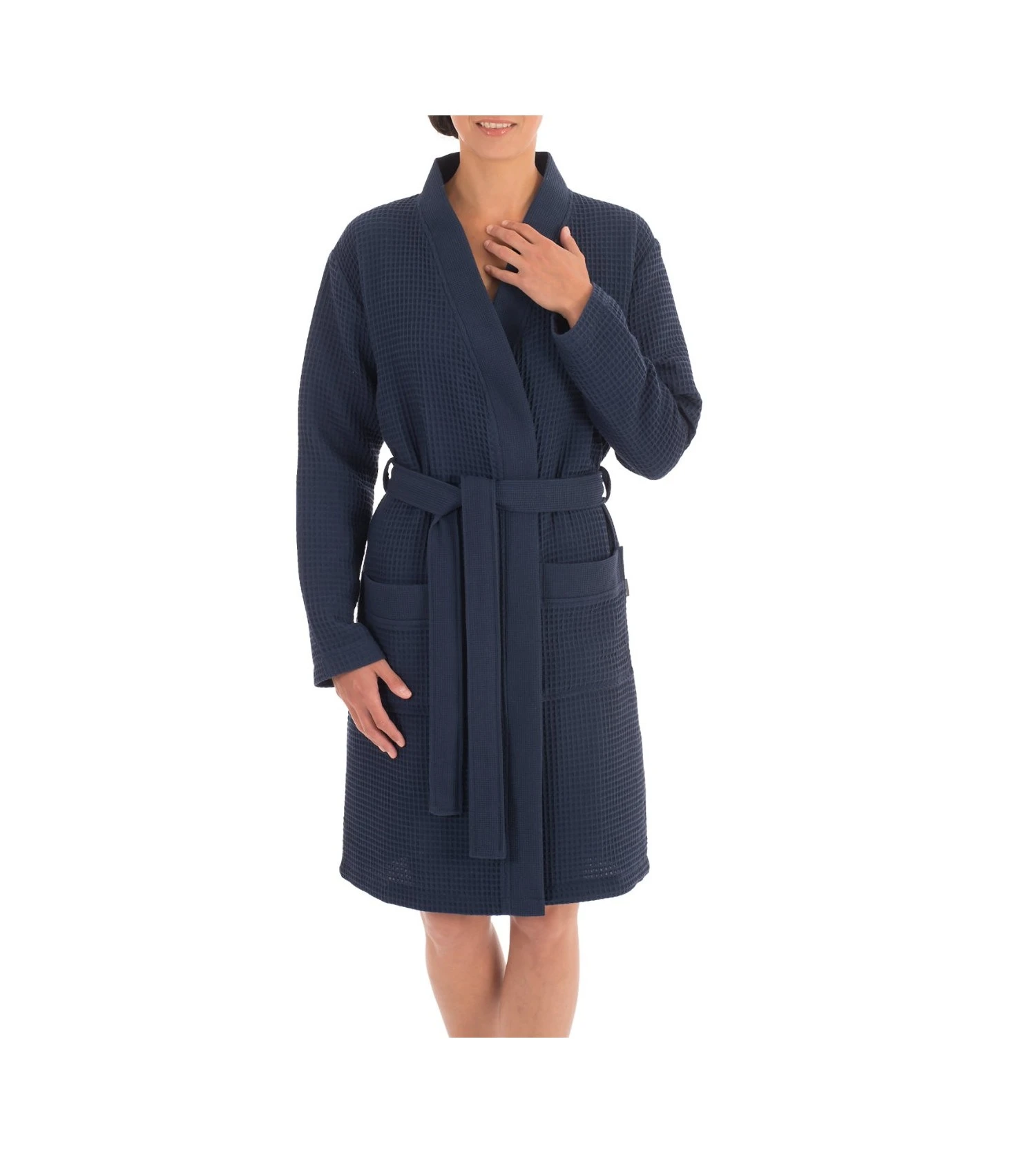 Peignoir Mixte Homme / Femme Nid D'abeille 100cm Marine 4 Peignoir Mixte Homme / Femme Nid D'abeille 100cm Marine – Image 2