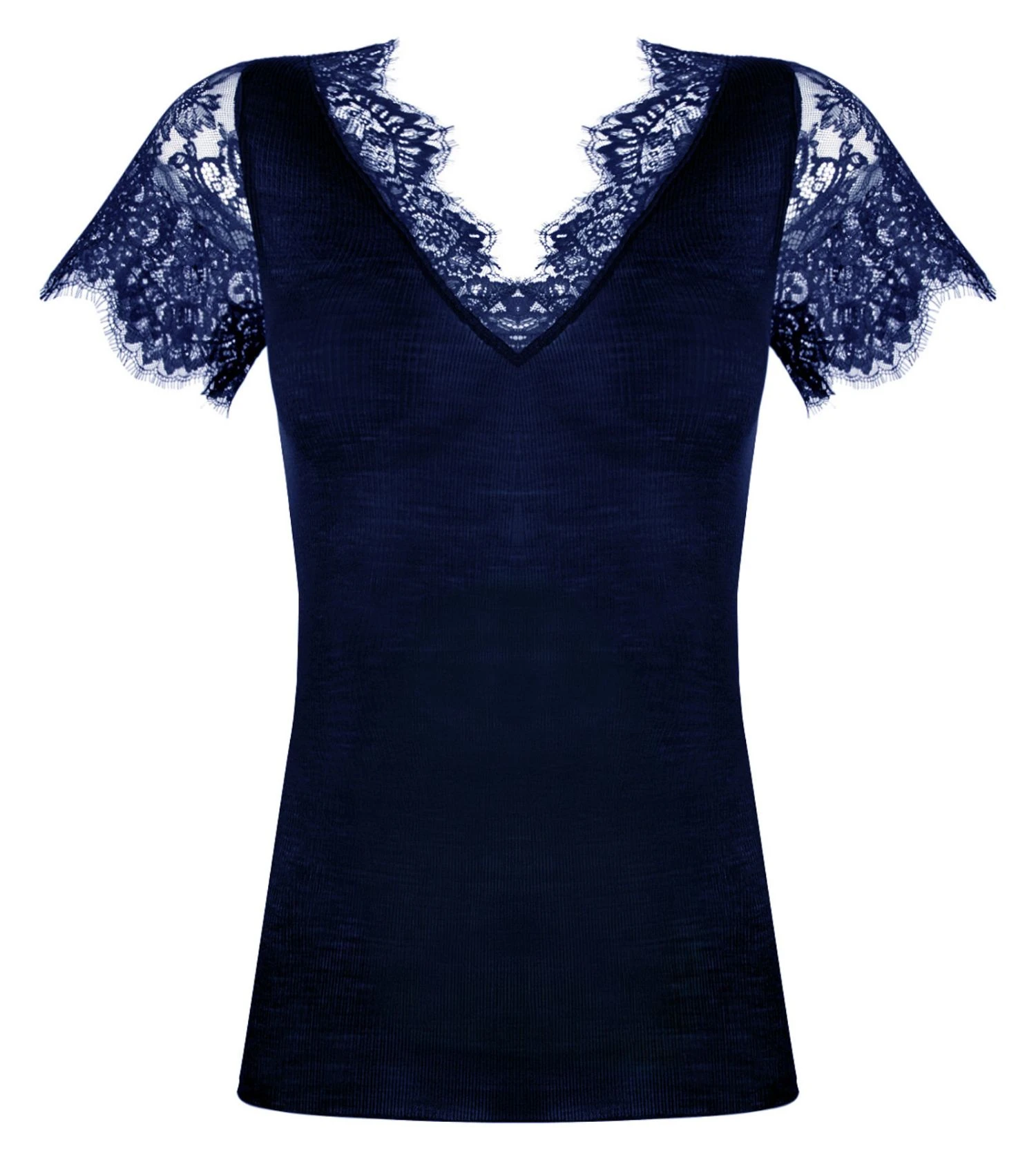 Top Manches Courtes Laine Et Soie Plaisir Caresse Pierre Bleue 3 Top Manches Courtes Laine Et Soie Plaisir Caresse Pierre Bleue – Image 2