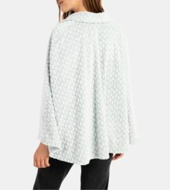 Massana Poncho Boutonné Pilou Vert Clair – Cape d'Intérieur Polaire Chaude à Col Montant -Lingerie Sipp poncho cape bout pilou uni p38 epi 2