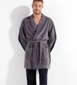 Hom Peignoir éponge En Coton Gris PRESTON 12 Hom Peignoir éponge En Coton Gris PRESTON -Lingerie Sipp preston peignoir ep velours 3 4 gris oozu gris 2