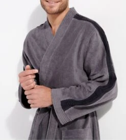 Hom Peignoir éponge En Coton Gris PRESTON 13 Hom Peignoir éponge En Coton Gris PRESTON -Lingerie Sipp preston peignoir ep velours 3 4 gris oozu gris 3