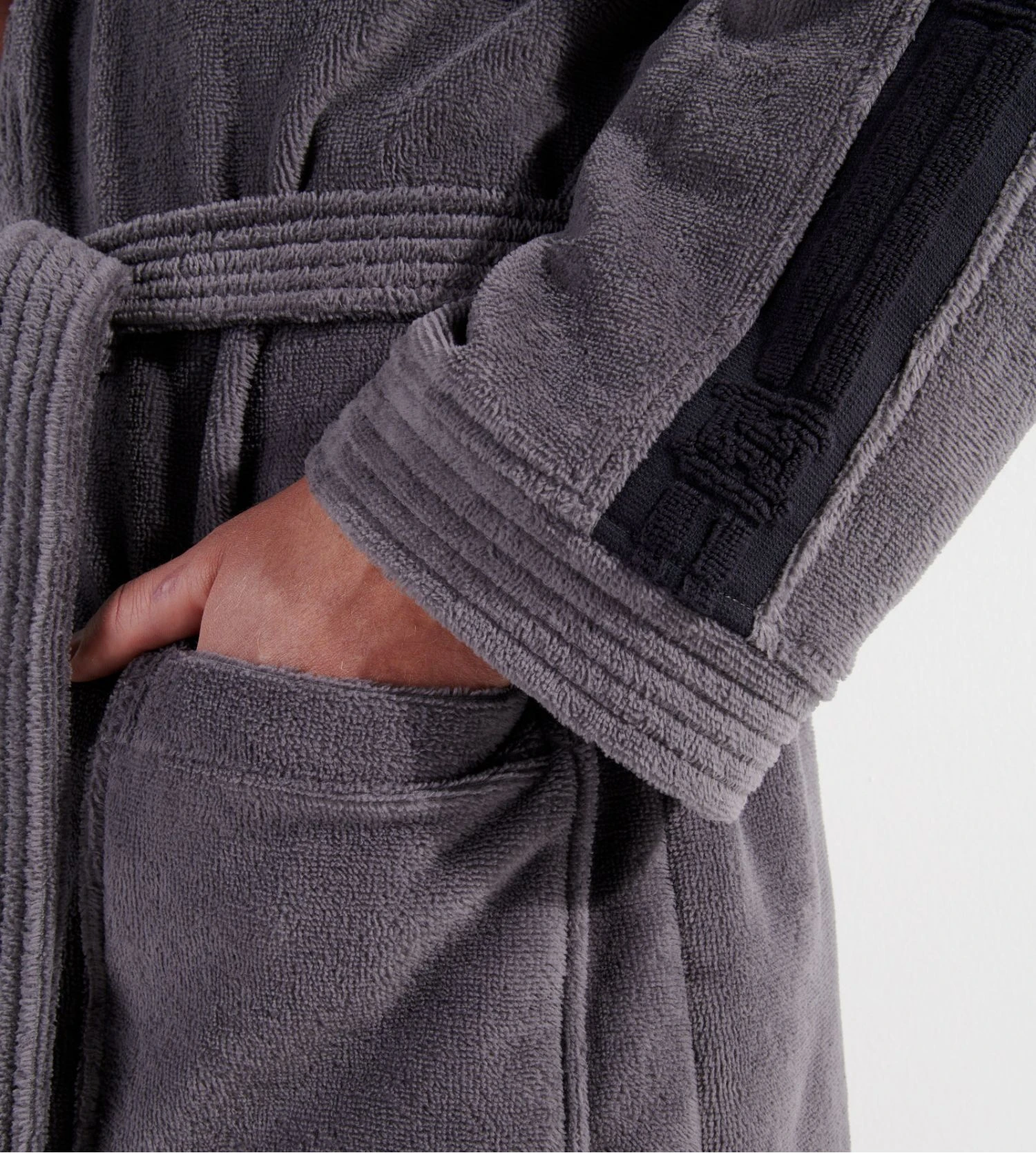 Hom Peignoir éponge En Coton Gris PRESTON 9 Hom Peignoir éponge En Coton Gris PRESTON – Image 7