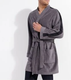 Hom Peignoir éponge En Coton Gris PRESTON 17 Hom Peignoir éponge En Coton Gris PRESTON -Lingerie Sipp preston peignoir ep velours 3 4 gris oozu gris 7