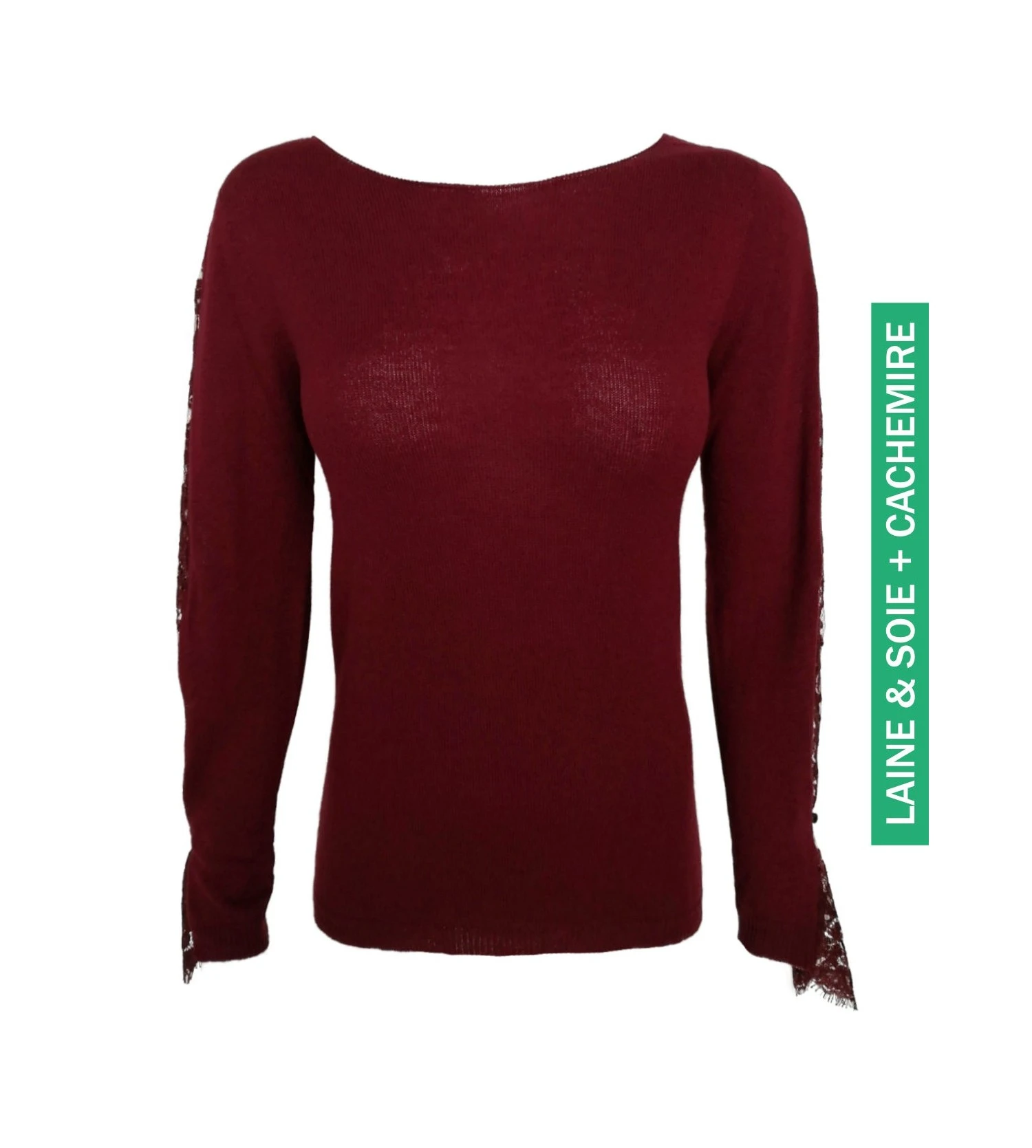Pull Avec Manches En Dentelle Bordeaux 3 Pull Avec Manches En Dentelle Bordeaux