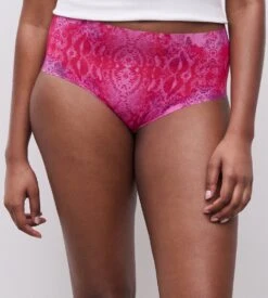 Chantelle Culotte Haute Pulpies Imprimé Serpent Rose