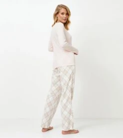 Pyjama Femme à Carreaux Claudia Beige Rose -Lingerie Sipp pyj d u ml uni carreaux beige rose 3