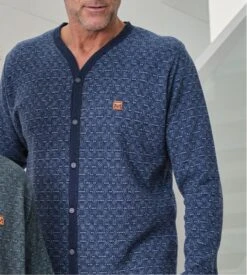 Pyjama Chaud Homme Boutonné Bleu