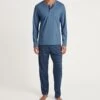 Calida Pyjama Homme Long Relax Imprint 2 Coronet Blue 1 Calida Pyjama Homme Long Relax Imprint 2 Coronet Blue -Lingerie Sipp pyj h long tunisien droit coronet blue