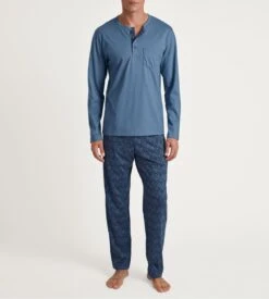 Calida Pyjama Homme Long Relax Imprint 2 Coronet Blue