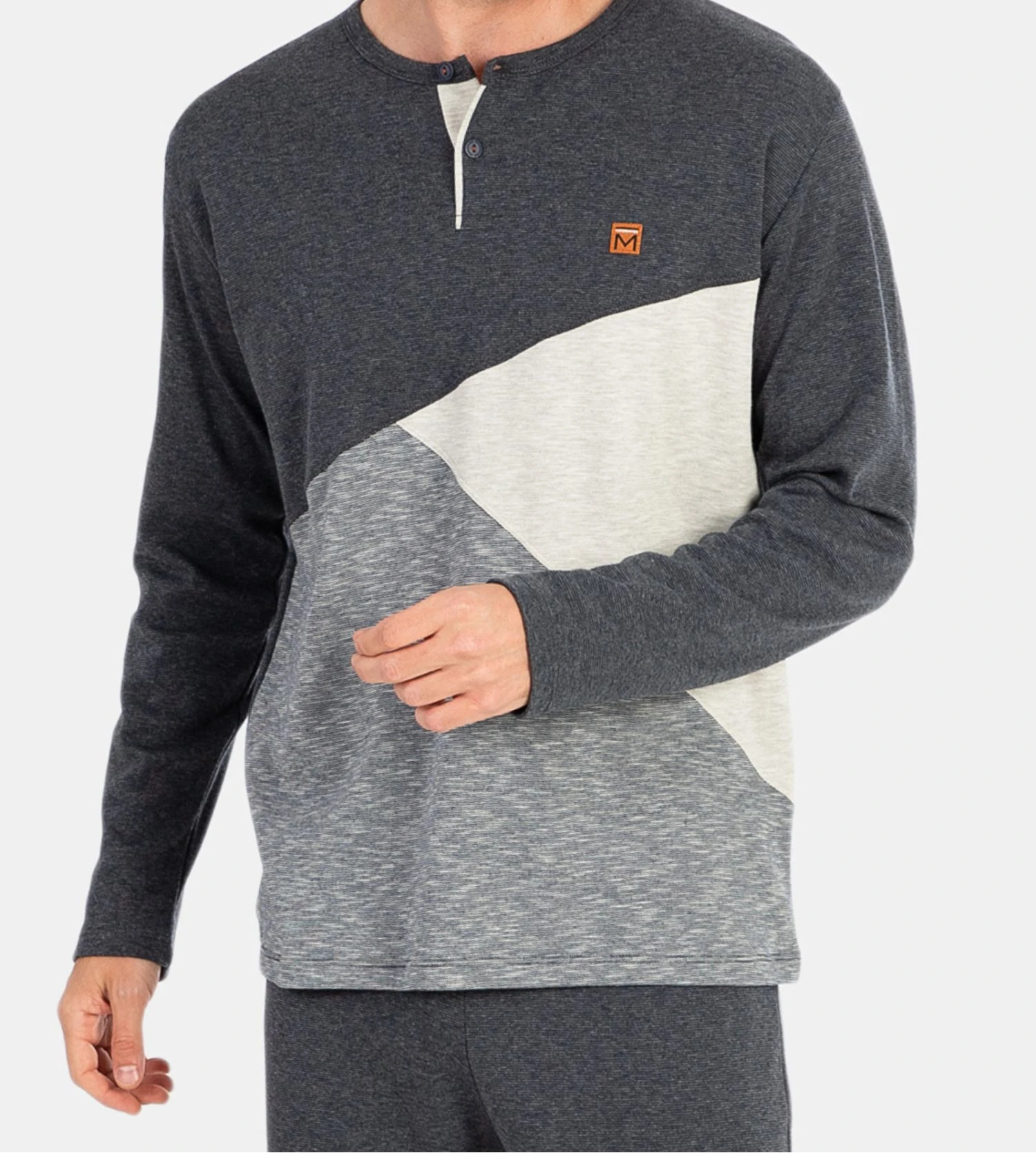 Massana Gris Foncé Interlock – Pyjama Long Chaud à Col Tunisien pour Homme 5 Massana Gris Foncé Interlock – Pyjama Long Chaud à Col Tunisien pour Homme – Image 3