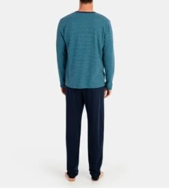 Pyjama Long Pour Homme En Tissu Polaire Bleu Chiné 9 Pyjama Long Pour Homme En Tissu Polaire Bleu Chiné -Lingerie Sipp pyj h long tunisien polaire x52 bleu chine 3