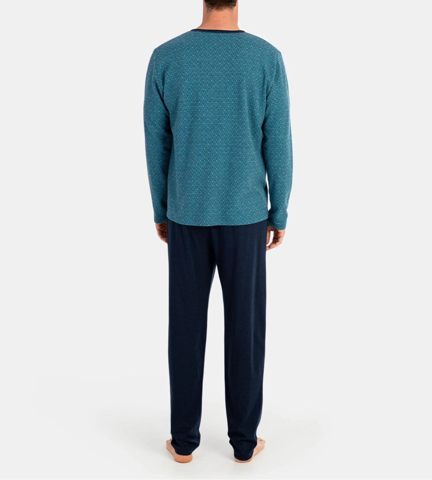 Pyjama Long Pour Homme En Tissu Polaire Bleu Chiné 6 Pyjama Long Pour Homme En Tissu Polaire Bleu Chiné – Image 4