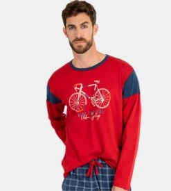 Pyjama Long Pour Homme Interlock Rouge 8 Pyjama Long Pour Homme Interlock Rouge -Lingerie Sipp pyj h long u interlock lourd ress velou 299 rouge 2