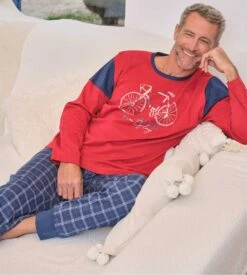 Pyjama Long Pour Homme Interlock Rouge