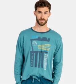 Pyjama Long Coton Homme Resserré Couleur D'huile 8 Pyjama Long Coton Homme Resserré Couleur D'huile -Lingerie Sipp pyj h long u interlock lourd ressere 295 couleur d huile bleu 2