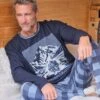 Pyjama Chaud Homme Bleu Chiné