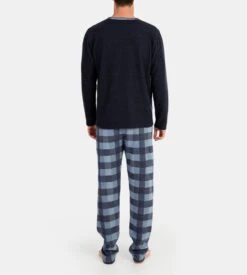 Pyjama Chaud Homme Bleu Chiné -Lingerie Sipp pyj h long u polaire x52 bleu chine 3