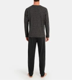 Pyjama Long Homme Massana Anthracite Chiné – Ensemble de Nuit Chaud avec Haut Imprimé -Lingerie Sipp pyj h long u polaire z69 anthracite chine gris 3