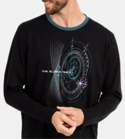 Pyjama Long Homme Massana Noir et Bleu – Ensemble Coton Hiver avec Motif Graphique -Lingerie Sipp pyj h long u uni 019 noir 2