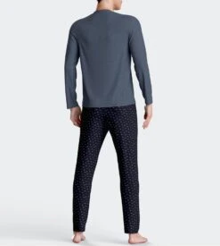 Eden Park Pyjama Homme Bleu Chiné & Pantalon Imprimé – Ensemble de Nuit Coton Premium 9 Eden Park Pyjama Homme Bleu Chiné & Pantalon Imprimé – Ensemble de Nuit Coton Premium -Lingerie Sipp pyj h ml uni noeud mxb30 bleu chine bleu 2