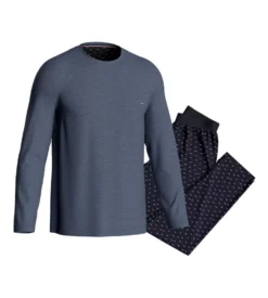 Eden Park Pyjama Homme Manches Longues Bleu Chiné