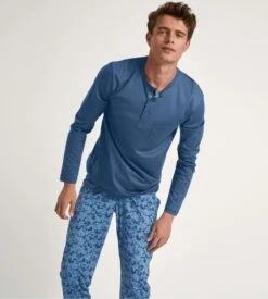 Calida Pyjama Long Homme Relax Superlight Saragossa Blue 12 Calida Pyjama Long Homme Relax Superlight Saragossa Blue -Lingerie Sipp pyj h tunisien long droit saragossa blue bleu 4