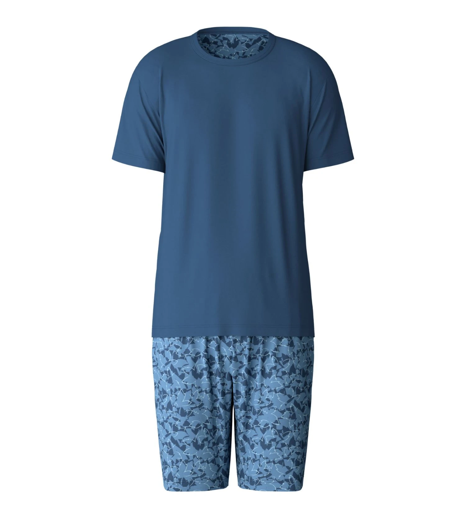Calida Pyjama Court Relax Superlight Saragossa Blue – Ensemble T-Shirt Uni et Short Imprimé Géométrique 4 Calida Pyjama Court Relax Superlight Saragossa Blue – Ensemble T-Shirt Uni et Short Imprimé Géométrique – Image 2
