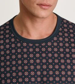 Pyjama Homme Calida Relax Comfy 5 Dark Sapphire - Ensemble Coton à Imprimé Graphique -Lingerie Sipp pyj h u long droit interlock lourd 479 dark sapphire bleu 10