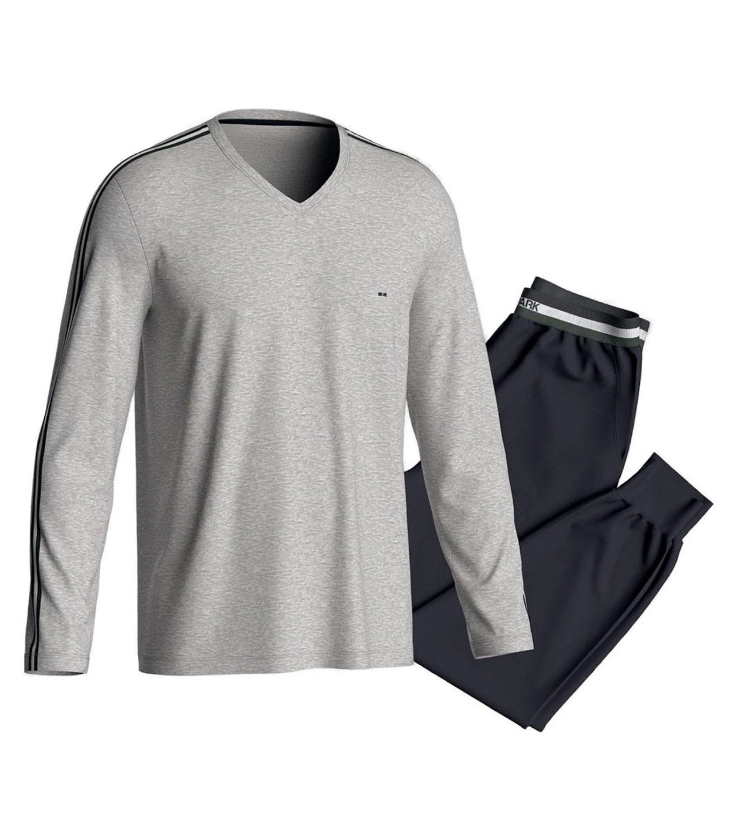 Eden Park Pyjama Homme Gris Chiné – Ensemble de Nuit Coton Col V et Bas Resserré 4 Eden Park Pyjama Homme Gris Chiné – Ensemble de Nuit Coton Col V et Bas Resserré – Image 2