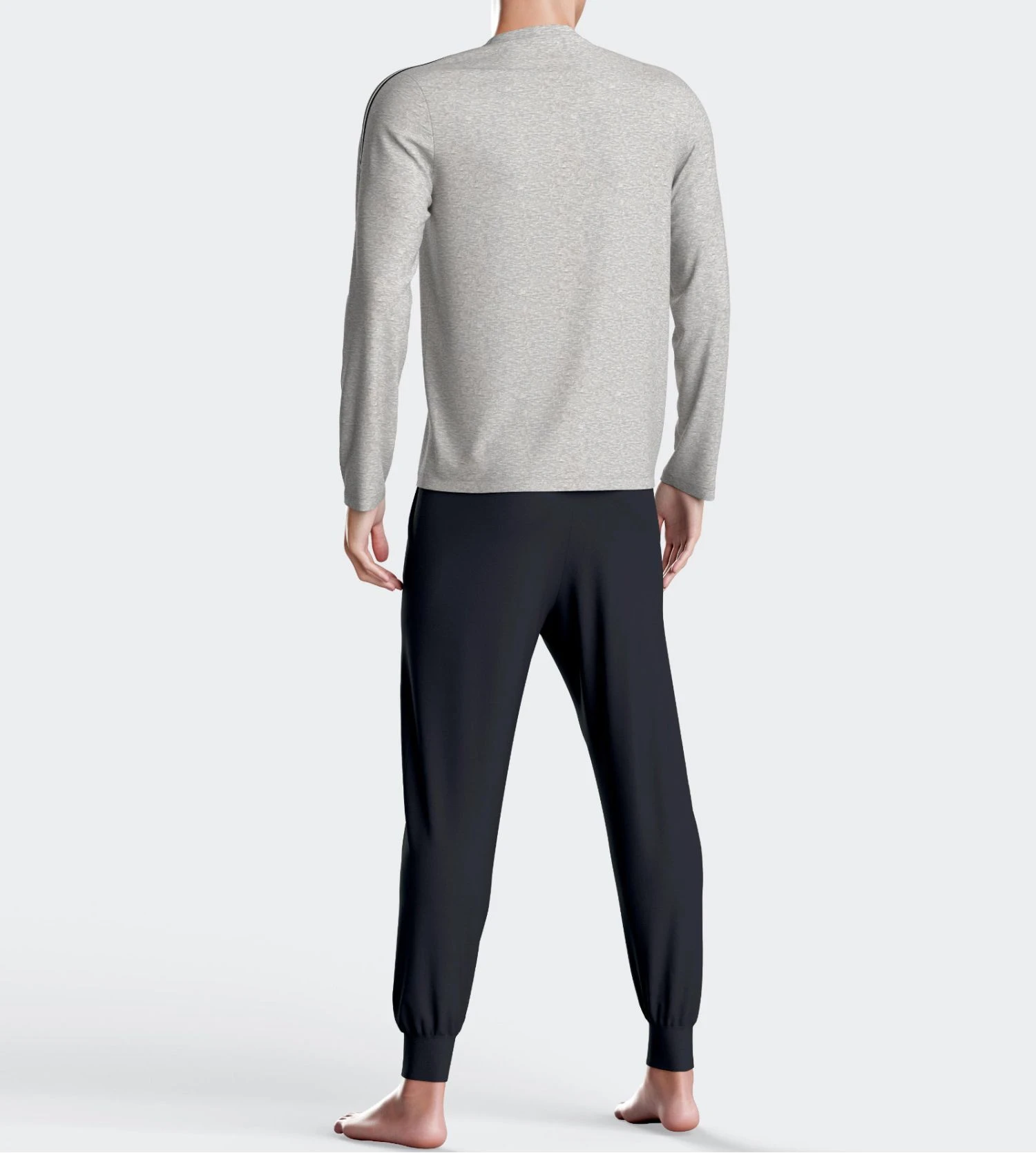 Eden Park Pyjama Homme Gris Chiné – Ensemble de Nuit Coton Col V et Bas Resserré 7 Eden Park Pyjama Homme Gris Chiné – Ensemble de Nuit Coton Col V et Bas Resserré – Image 5