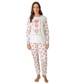 Pyjama Polaire Doux Pour Femme Gris Avec Des Petits Coeurs Rouges 7 Pyjama Polaire Doux Pour Femme Gris Avec Des Petits Coeurs Rouges -Lingerie Sipp pyjama avec coeurs rouges gris chine 1