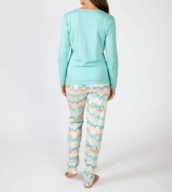 Pyjama Femme Massana Bleu Turquoise avec Pantalon Imprimé Fleuri - Coton & Modal -Lingerie Sipp pyjama avec motifs fleurs turquoise 3