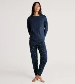 Calida Pyjama Bords élastiques Bleu Imprimé étoiles Sweet Dreams Peacot Blue 13 Calida Pyjama Bords élastiques Bleu Imprimé étoiles Sweet Dreams Peacot Blue -Lingerie Sipp pyjama bords resseres bleu coton peacoat blue 5