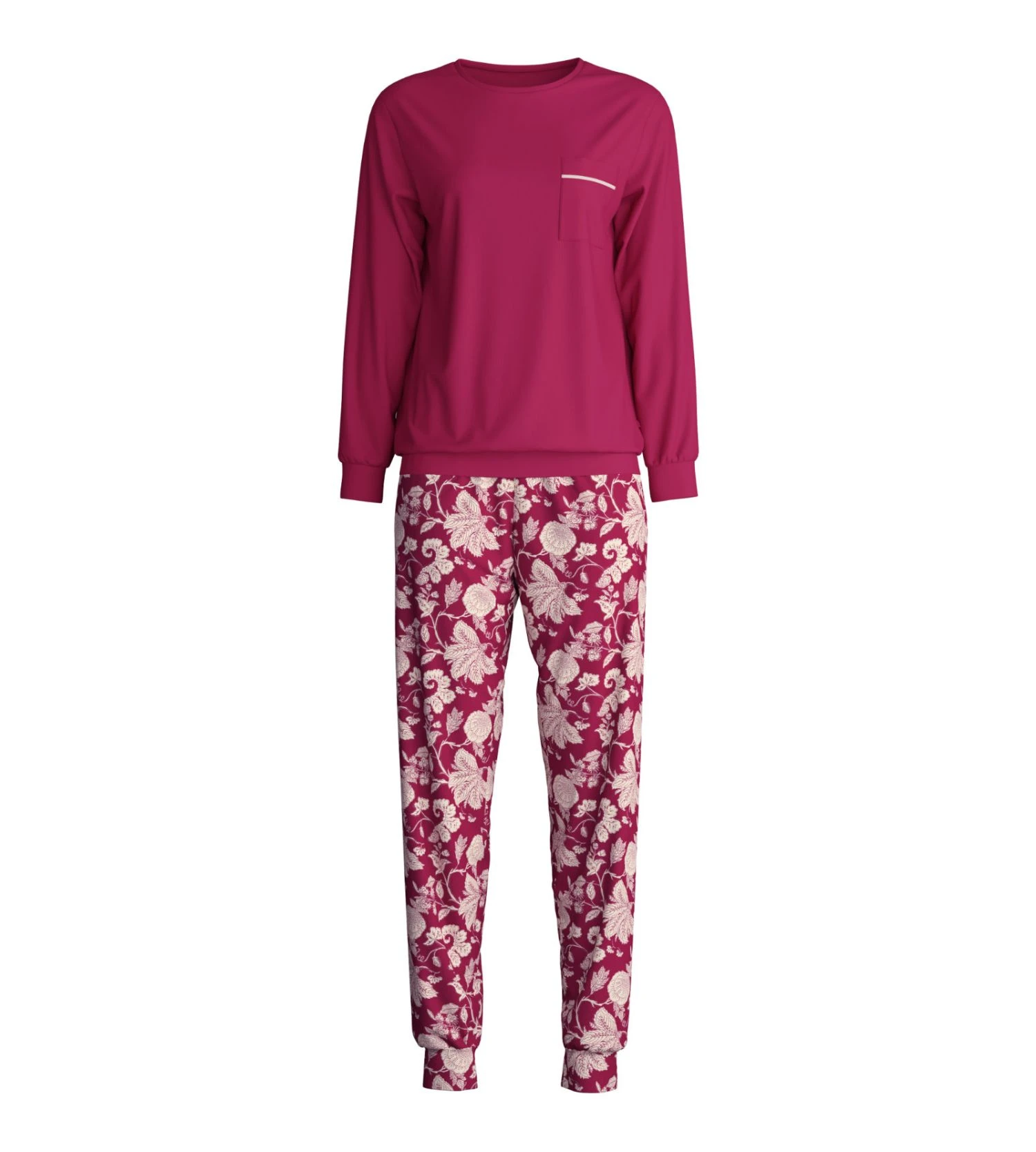 Calida Sweet Dreams Dahlia Pink Floral Print Cotton Pajamas with Elastic Cuffs 4 Calida Sweet Dreams Dahlia Pink Floral Print Cotton Pajamas with Elastic Cuffs – Image 2