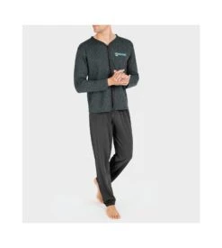 Pyjama Boutonné Motif Cravate Anthracite Chine