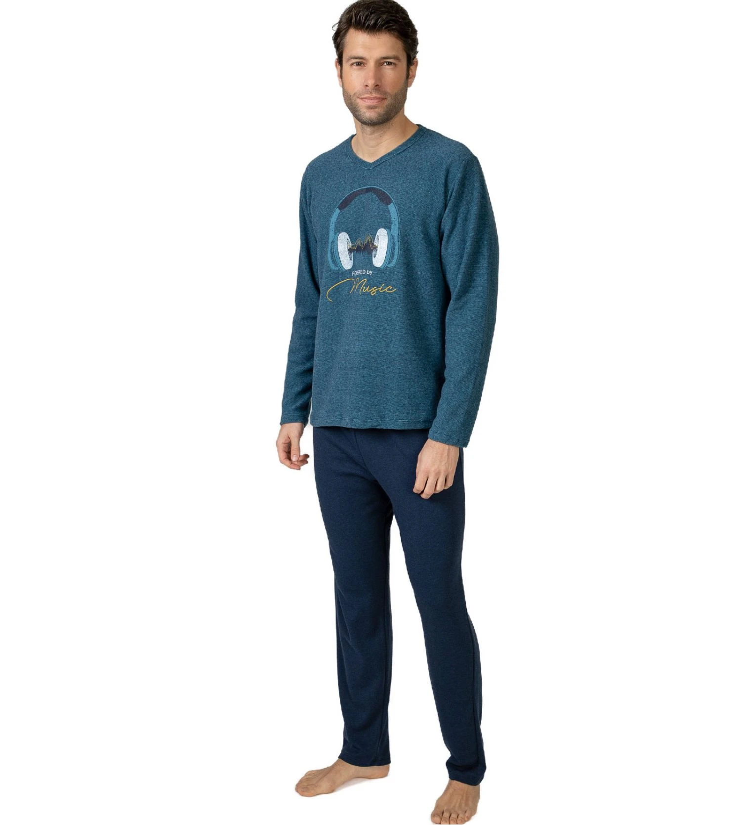 Pyjama Chaud En Polaire Pour Homme Imprimé Caque De Musique 4 Pyjama Chaud En Polaire Pour Homme Imprimé Caque De Musique – Image 2