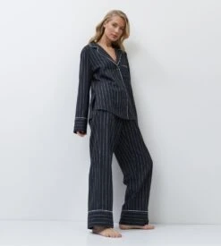 Pyjama Chemise Rayé Gris Et Blanc Pour Femme -Lingerie Sipp pyjama chemise a rayures gris blanc 2