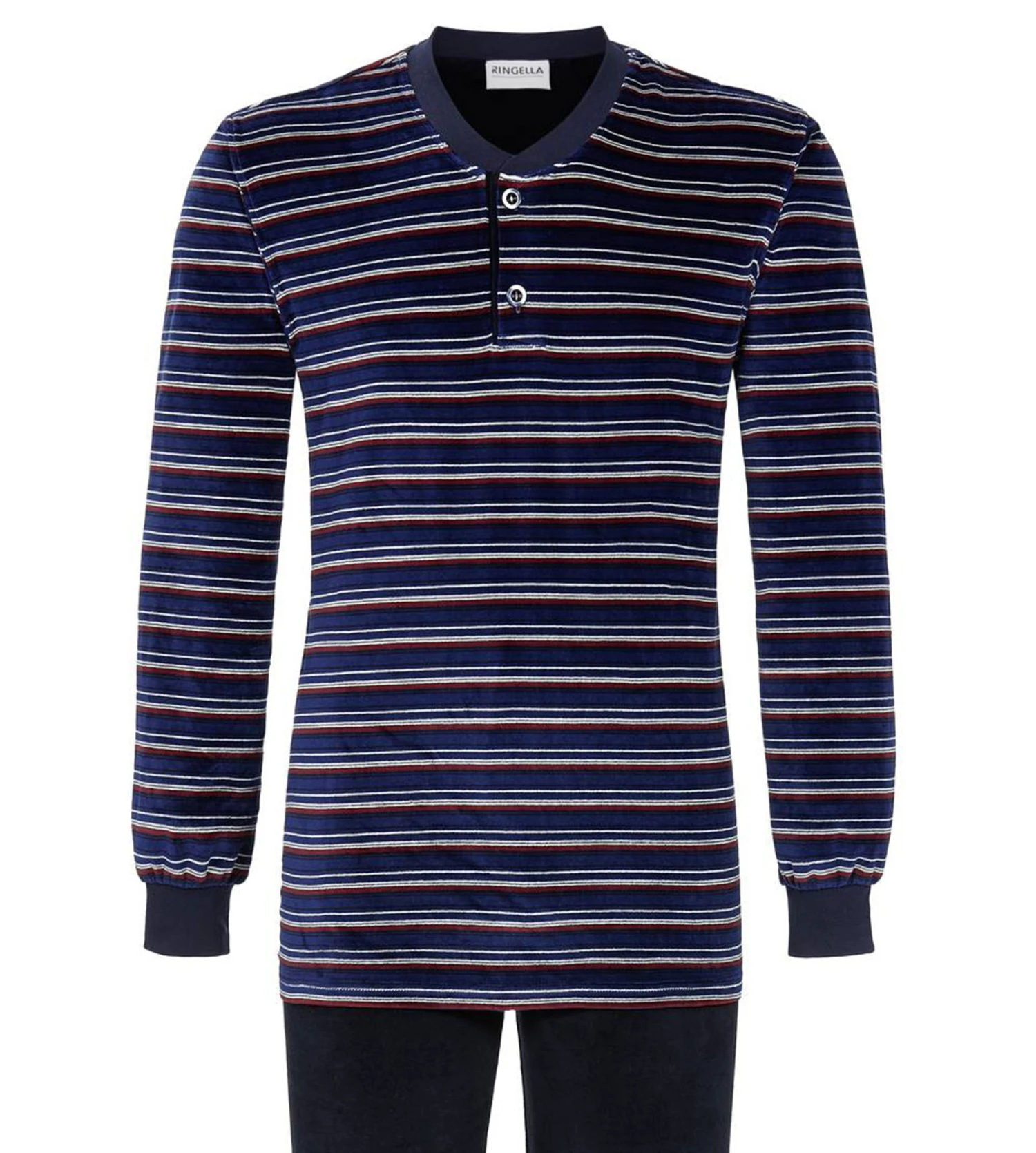 Pyjama Col Tunisien En Velours Dark Navy 4 Pyjama Col Tunisien En Velours Dark Navy – Image 2