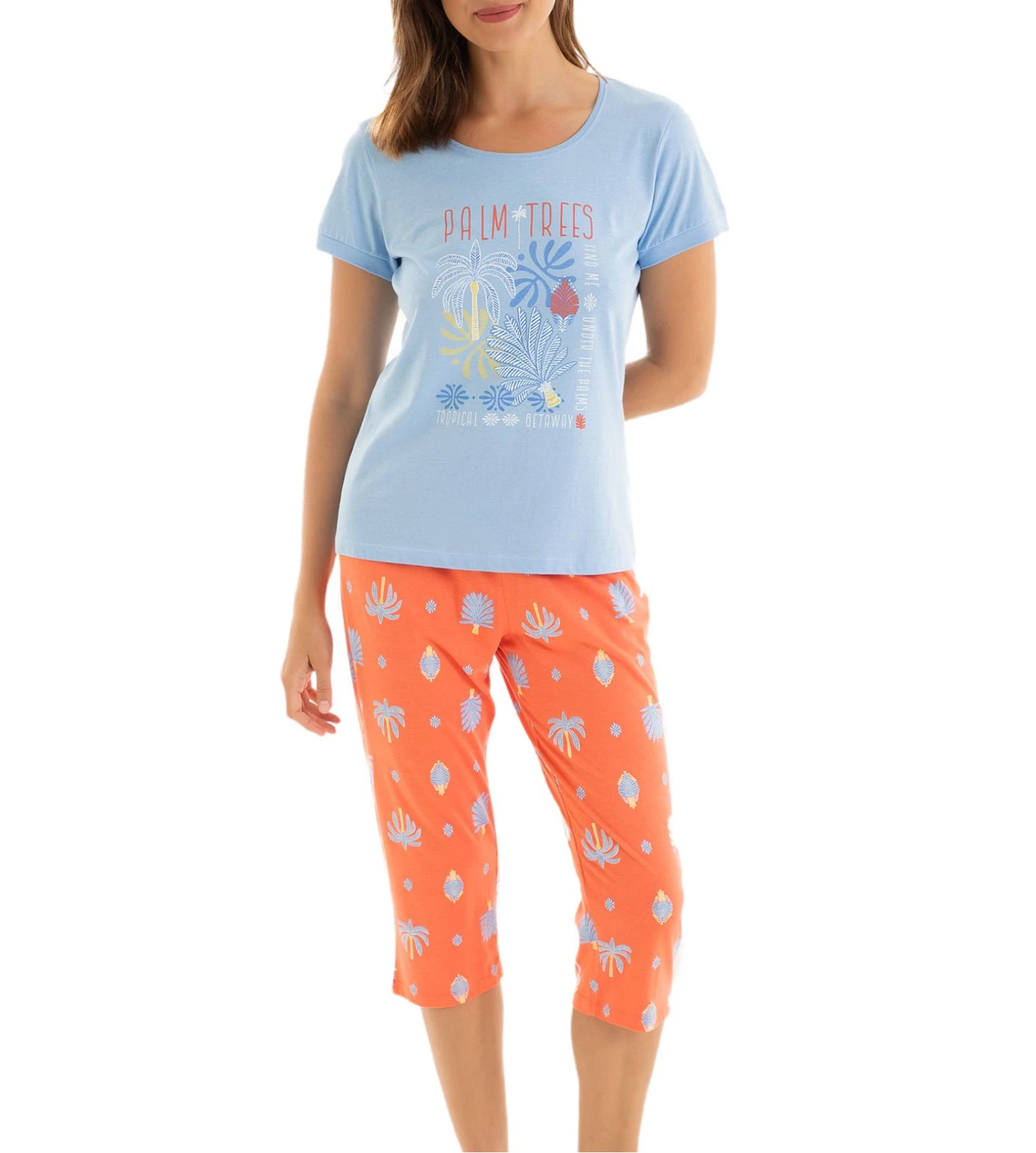 Pyjama Corsaire Manches Courtes Bleu 4 Pyjama Corsaire Manches Courtes Bleu – Image 2