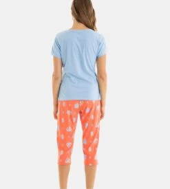 Pyjama Corsaire Manches Courtes Bleu 9 Pyjama Corsaire Manches Courtes Bleu -Lingerie Sipp pyjama corsaire bleu ciel 3