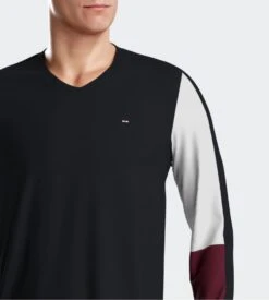 Eden Park Pyjama Homme Col En V Et Pantalon Resserré Marine/Blanc/Bordeaux -Lingerie Sipp pyjama coton homme marine 2