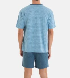 Pyjama Court Pour Homme Boutonné Bleu -Lingerie Sipp pyjama court bouton homme bleu 3
