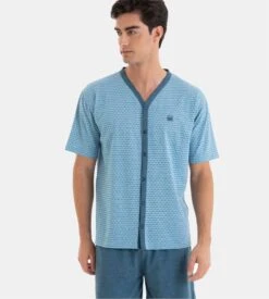 Pyjama Court Pour Homme Boutonné Bleu -Lingerie Sipp pyjama court bouton homme bleu 5