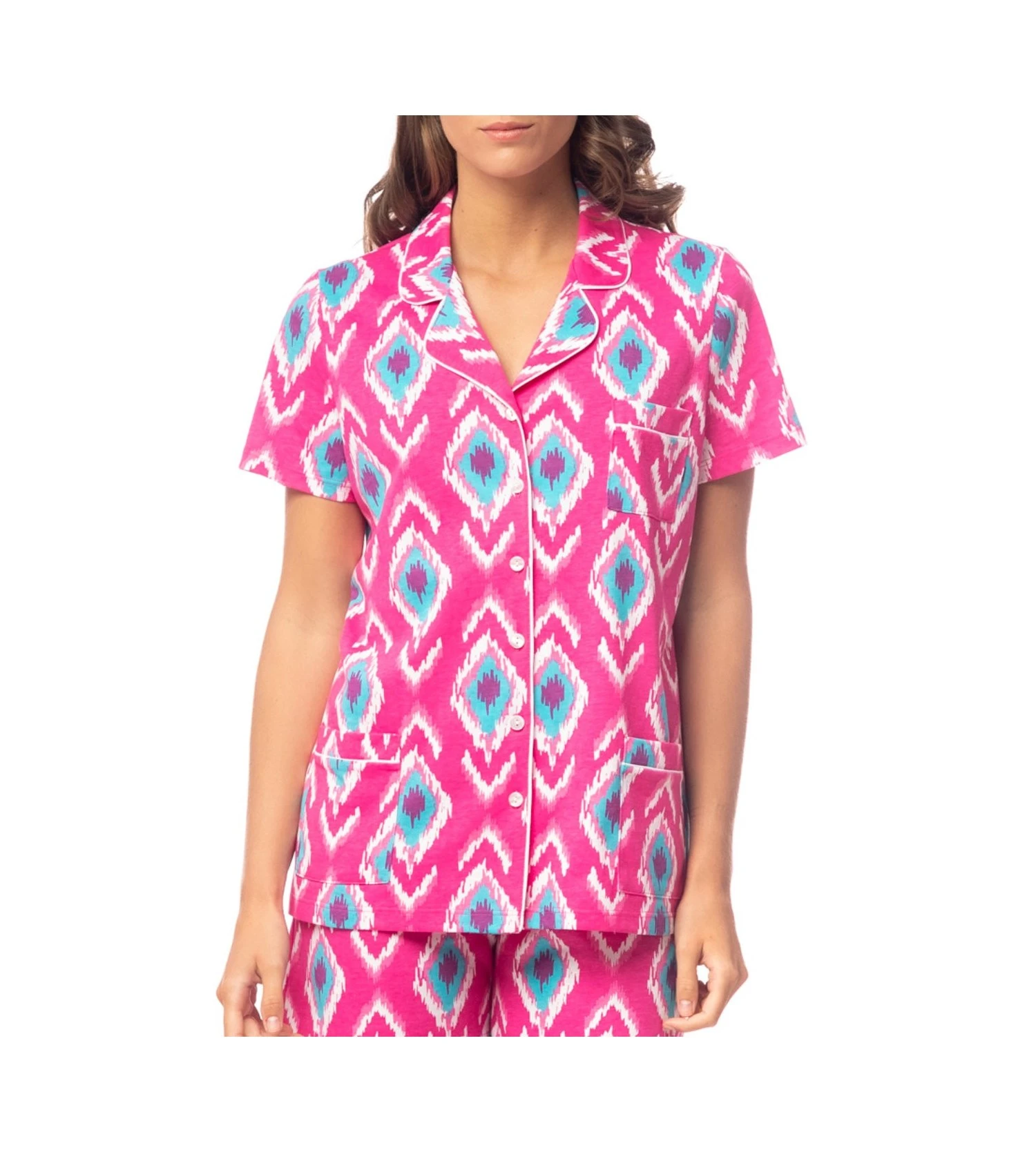 Señoretta Rose – Pyjama Court en Coton à Col Tailleur et Boutons 5 Señoretta Rose – Pyjama Court en Coton à Col Tailleur et Boutons – Image 3