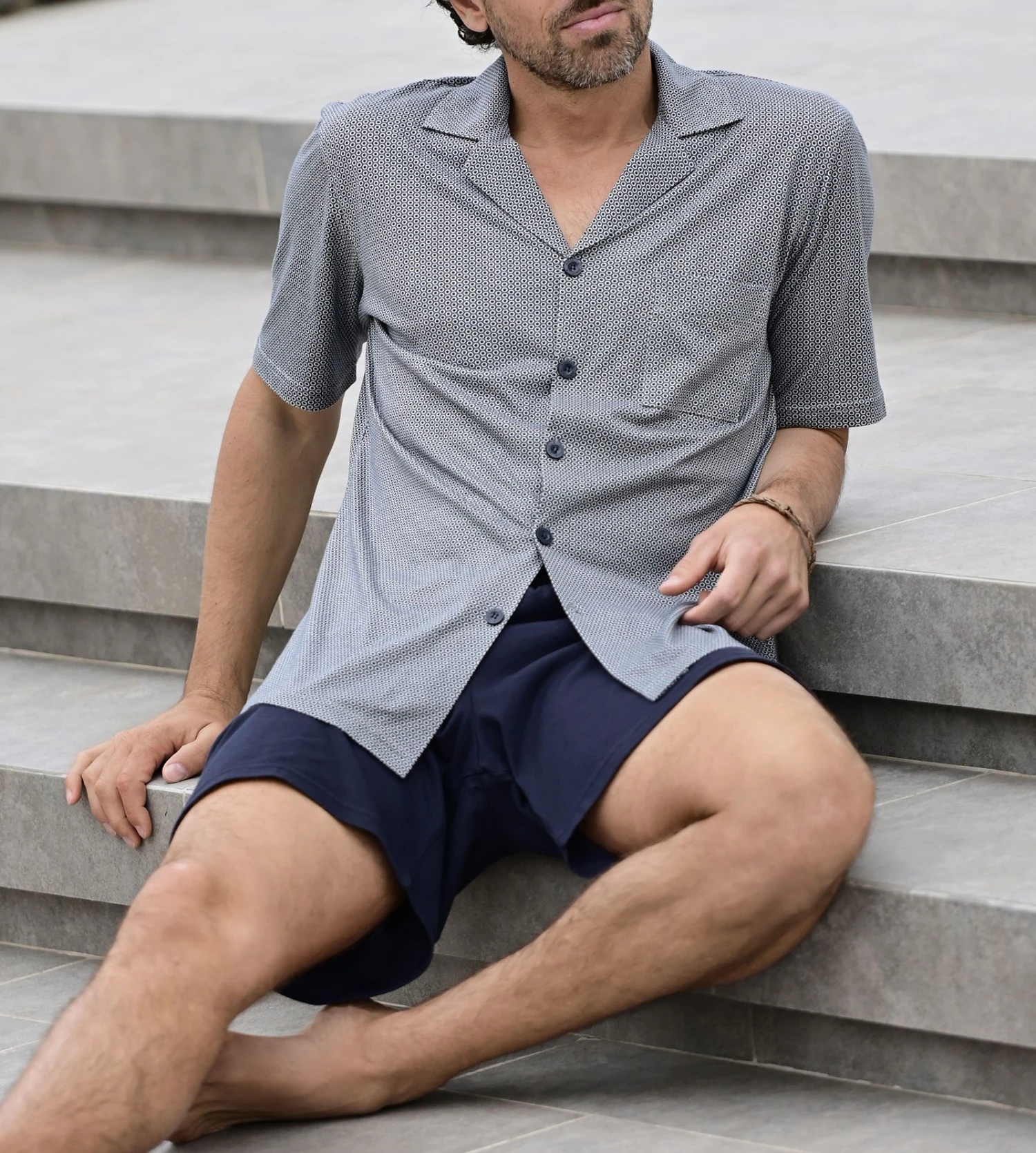 Pyjama Court Boutonné Pour Homme Quartz 3 Pyjama Court Boutonné Pour Homme Quartz