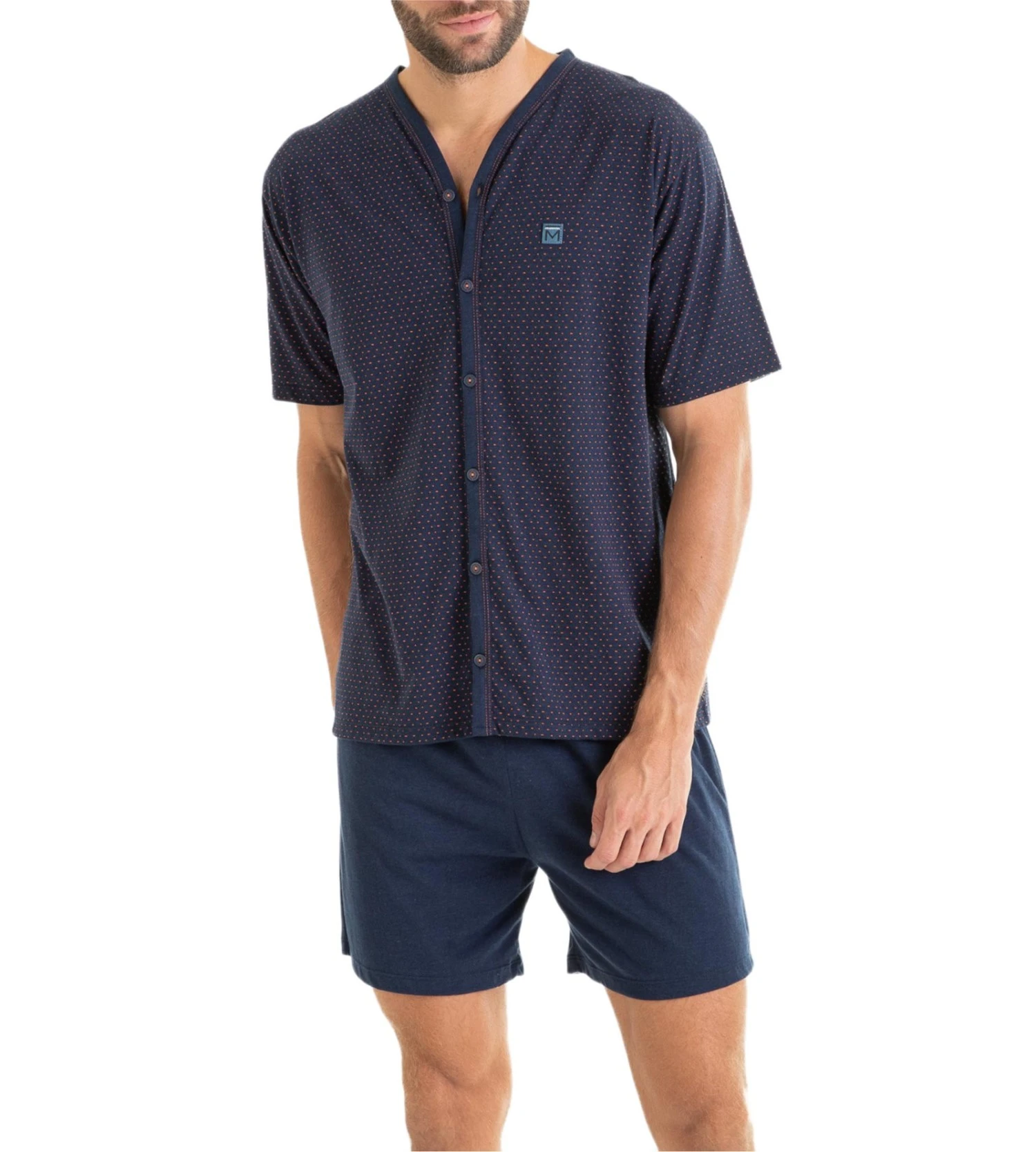 Pyjama Court Boutonné Massana Bleu Chine – Ensemble de Nuit Homme Élégant 4 Pyjama Court Boutonné Massana Bleu Chine – Ensemble de Nuit Homme Élégant – Image 2