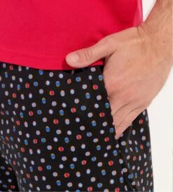 Pyjama Court Homme HOM Charli Noir et Rouge – Ensemble 100% Coton Jersey avec Short Imprimé -Lingerie Sipp pyjama court charli pyj noir et rouge 2